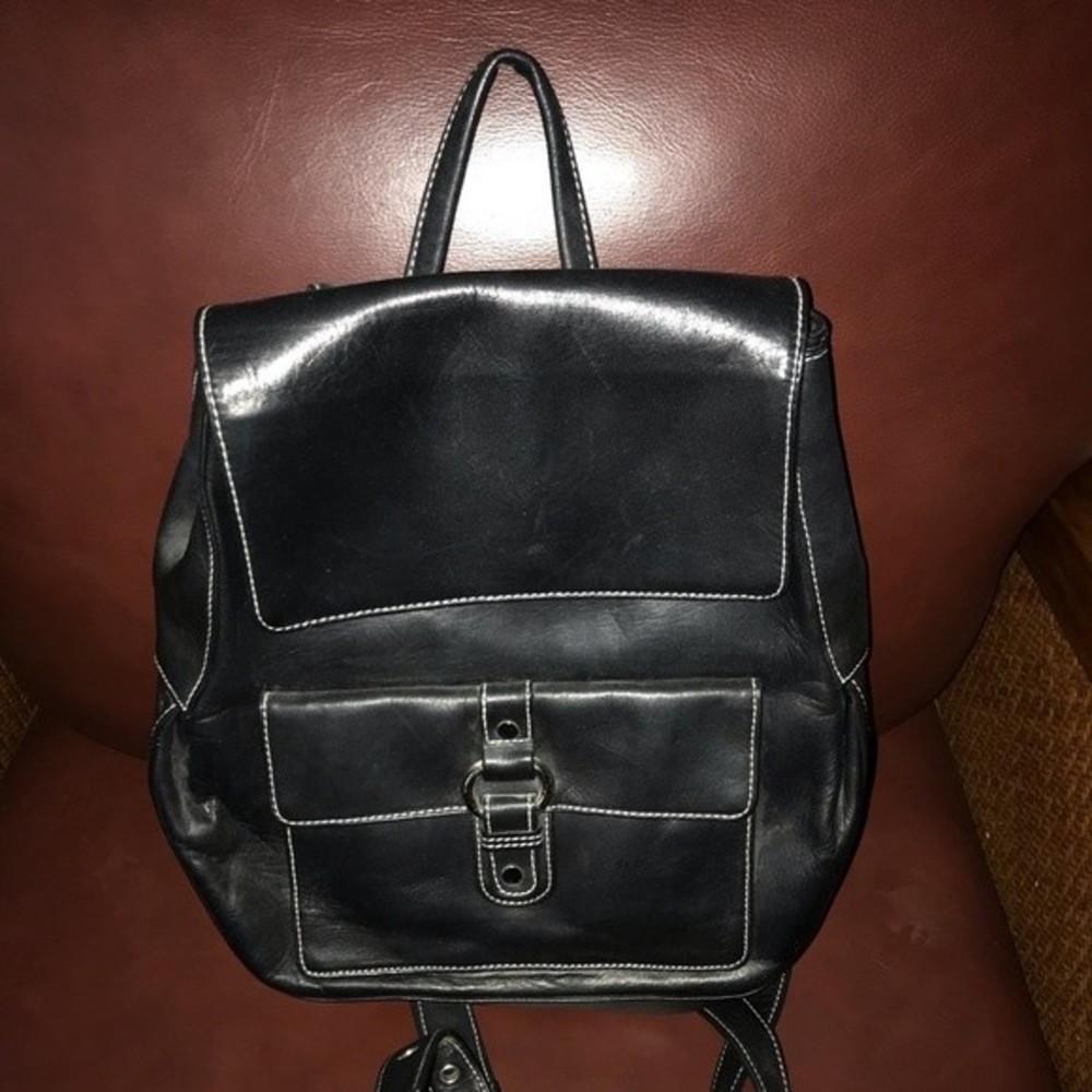 Perlina Black Leather Backpack NWT